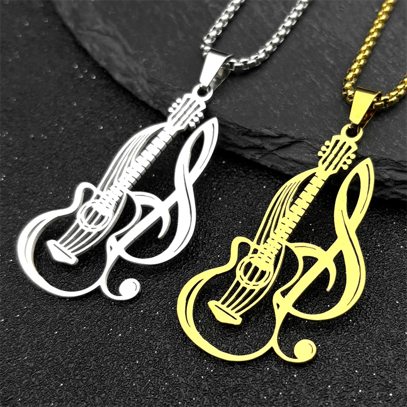 Musical Instrument Symbols - Collar con colgante de música de
