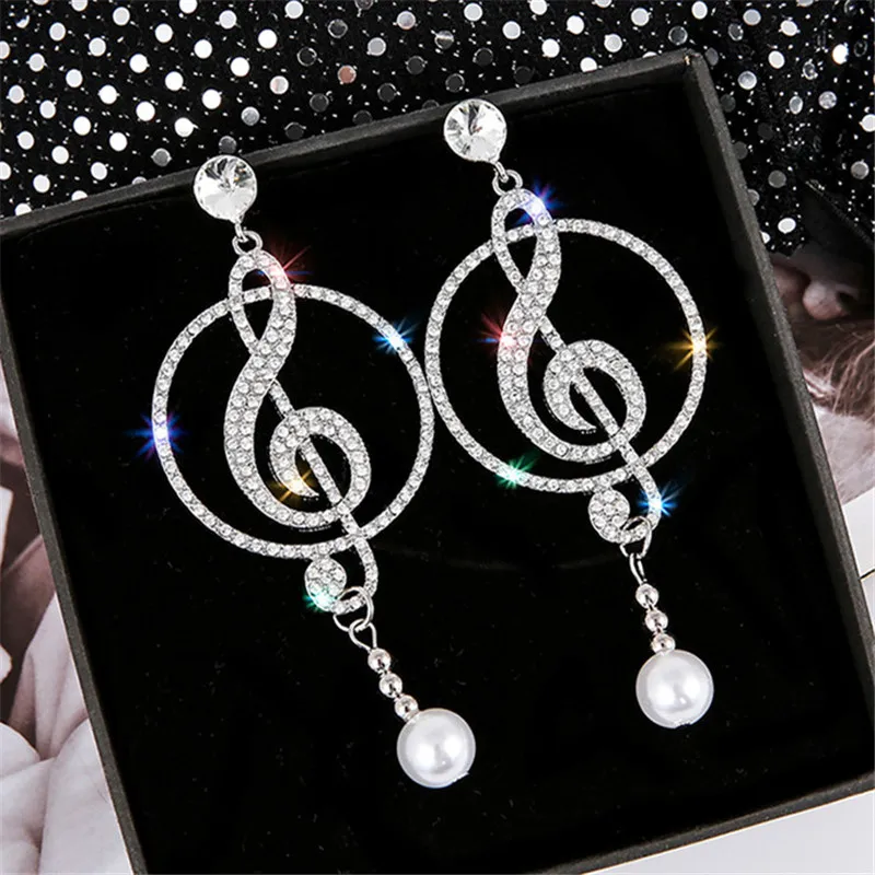 Musical Instrument Symbols - FYUAN-pendientes colgantes de cristal con diamantes
